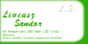 liviusz sandor business card